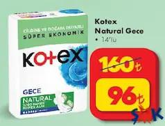 KOTEX NATURAL GECE HİJYENİK PED 14'LÜ KOTEX NATURAL GECE HİJYENİK PED 14'LÜ